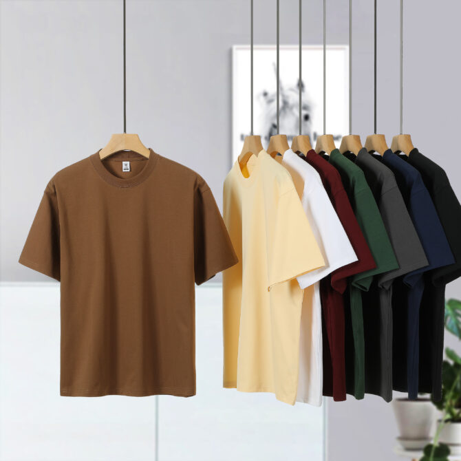 240g 7A Antibacterial Cotton Oversized T-Shirt – Unisex Loose Fit Crewneck Tee