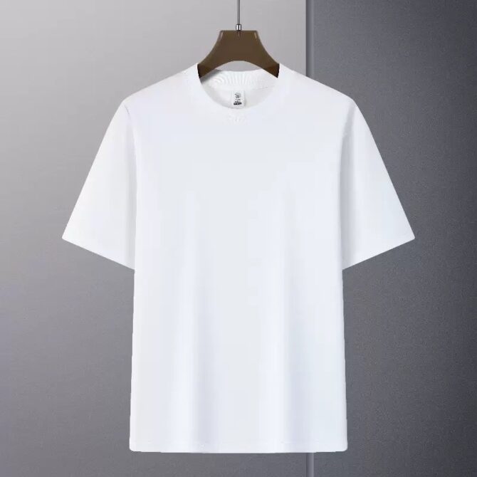 240g 7A Antibacterial Cotton Oversized T-Shirt – Unisex Loose Fit Crewneck Tee - 图片 4