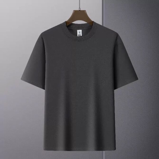 240g 7A Antibacterial Cotton Oversized T-Shirt – Unisex Loose Fit Crewneck Tee - 图片 8