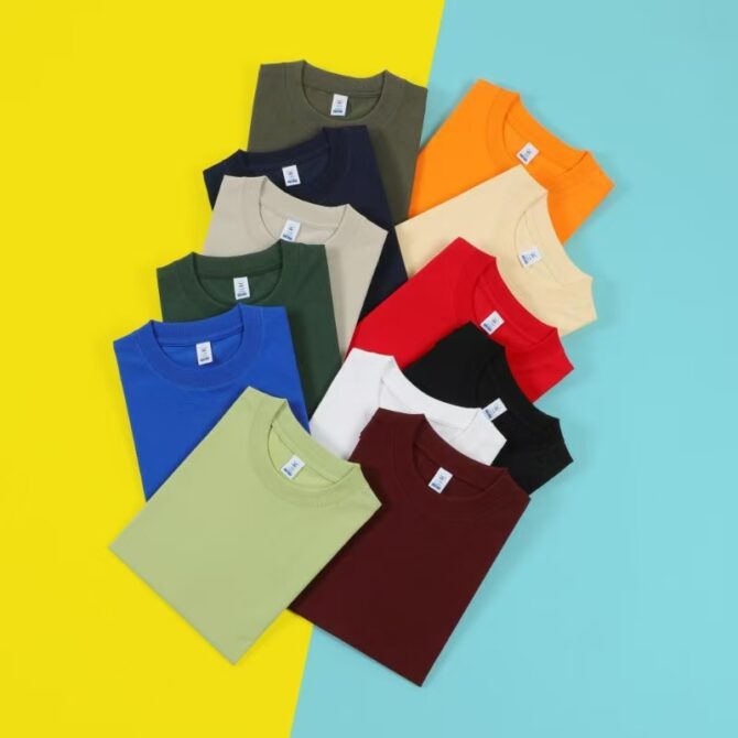 Heavyweight 220g Cotton Crewneck T-Shirt – Unisex Basic Tee in Multiple Colors