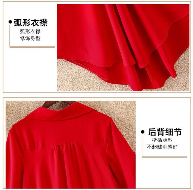 Summer Loose Fit Chiffon Blouse – Mid-Length Short Sleeve Waist-Cinching Top for Women - 图片 9