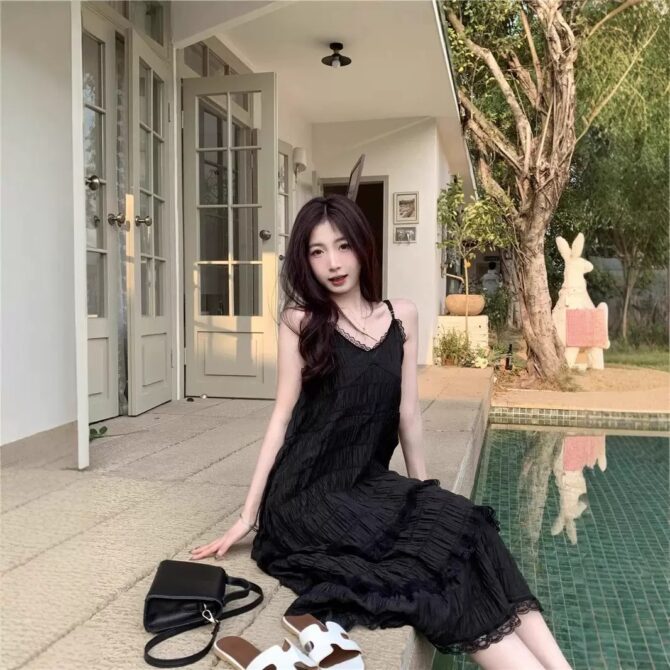 Sweet and Youthful French Style Sleeveless Dress – Spring Vacation Boho A-Line Cake Long Dress for Petite Women - 图片 4