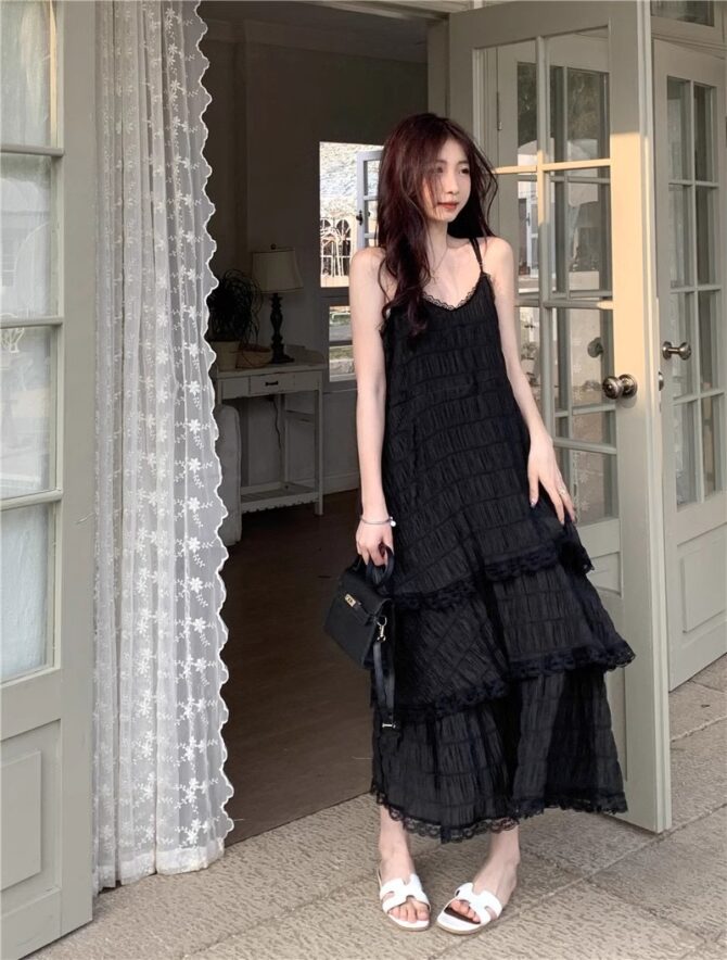 Sweet and Youthful French Style Sleeveless Dress – Spring Vacation Boho A-Line Cake Long Dress for Petite Women - 图片 6
