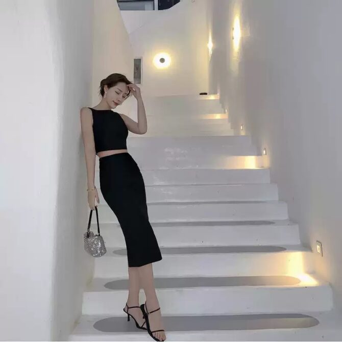 Chic Goddess-Inspired Summer Set – Sleeveless Top & Skirt Two-Piece Fashion Set for Women - 图片 2