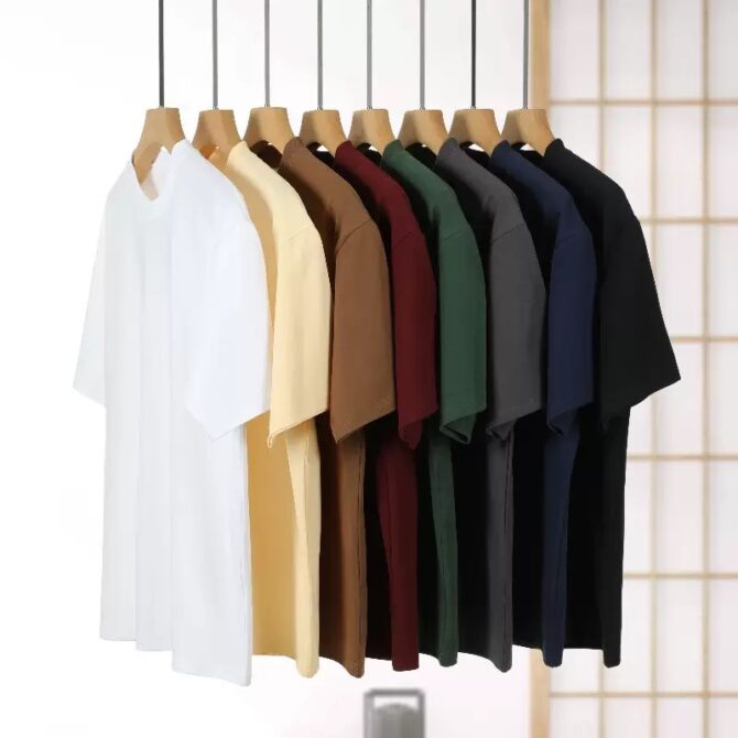 240g 7A Antibacterial Cotton Oversized T-Shirt – Unisex Loose Fit Crewneck Tee - 图片 3