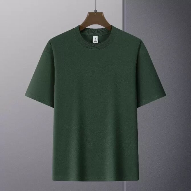 240g 7A Antibacterial Cotton Oversized T-Shirt – Unisex Loose Fit Crewneck Tee - 图片 6