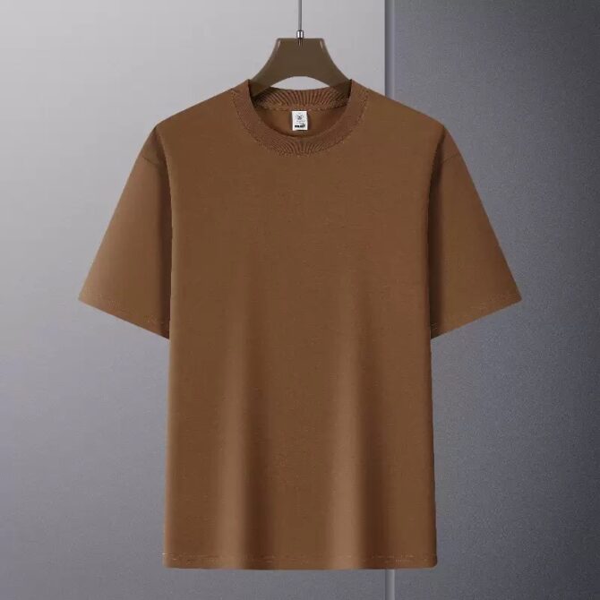 240g 7A Antibacterial Cotton Oversized T-Shirt – Unisex Loose Fit Crewneck Tee - 图片 9