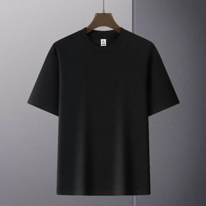 240g 7A Antibacterial Cotton Oversized T-Shirt – Unisex Loose Fit Crewneck Tee - 图片 7