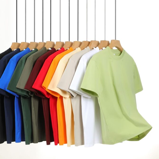 Heavyweight 220g Cotton Crewneck T-Shirt – Unisex Basic Tee in Multiple Colors - 图片 2