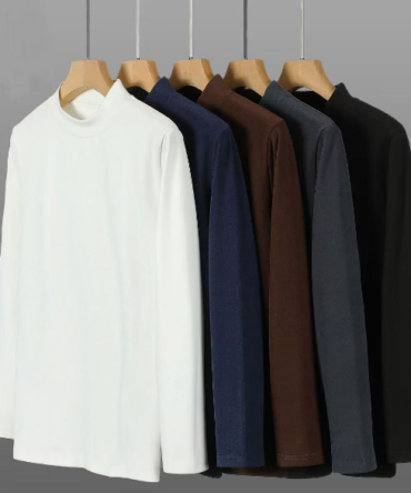 German velvet double-sided half-high collar long-sleeved undershirt