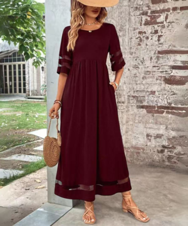 Mesh stitching loose dress