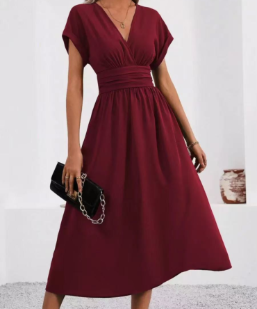 V-neck mid-length dress