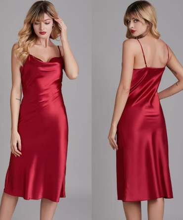 Satin sling collar suspender dress