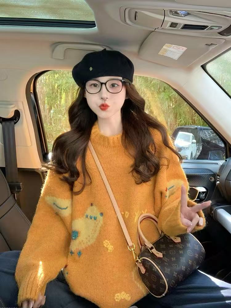 Patterned round-neck sweater - 图片 3