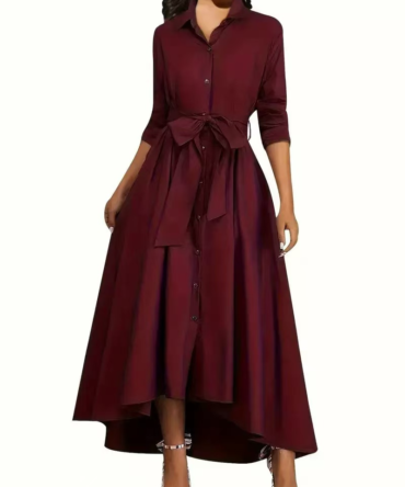 Waist-tight shirt dress with lace