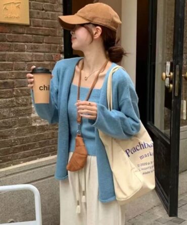 Knitted cardigan set (including suspenders)