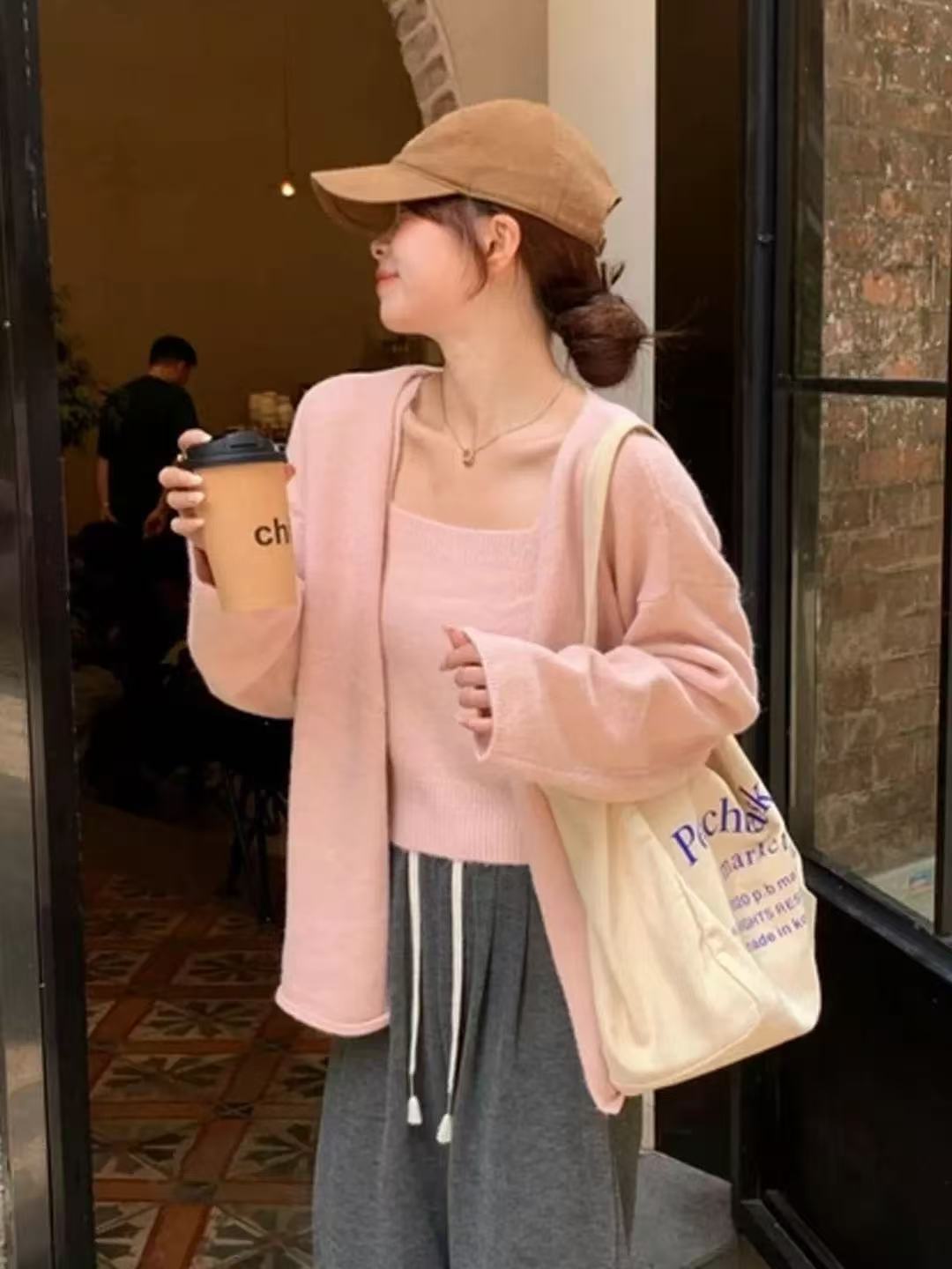 Knitted cardigan set (including suspenders) - 图片 3